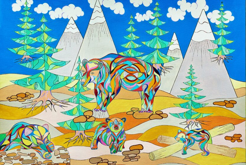 art-monik Les ours acrylique naïf