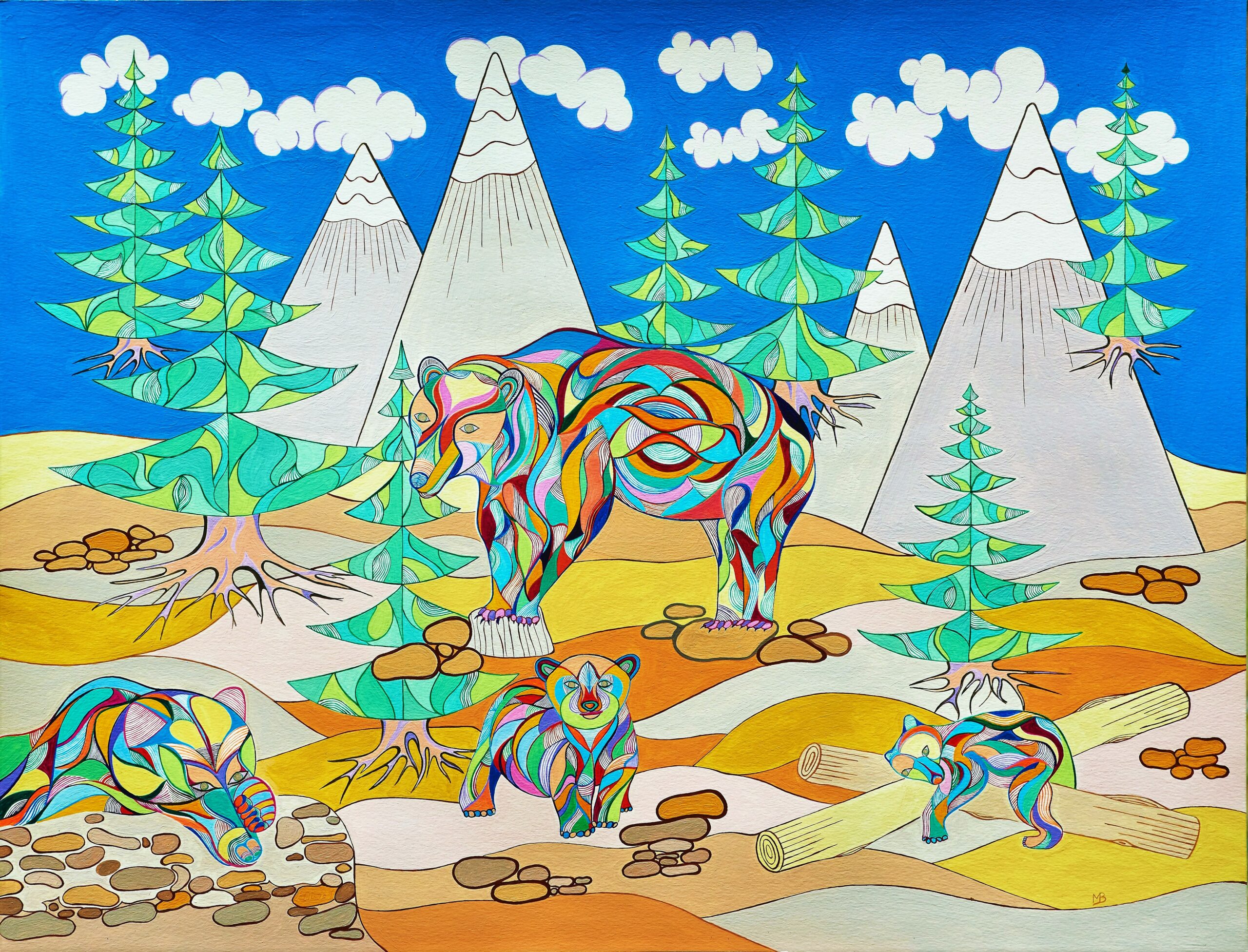 art-monik Les ours acrylique naïf